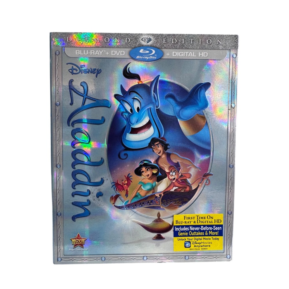 Disney Aladdin Blue/Silver‎ Blu-ray DVD Kids Diamond Edition Animated Movie